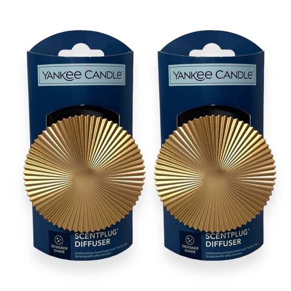 Yankee‎ Candle Pleated Sun Scentplug Diffuser Designer Gold Shade New Lot of 2 - Picture 1 of 4
